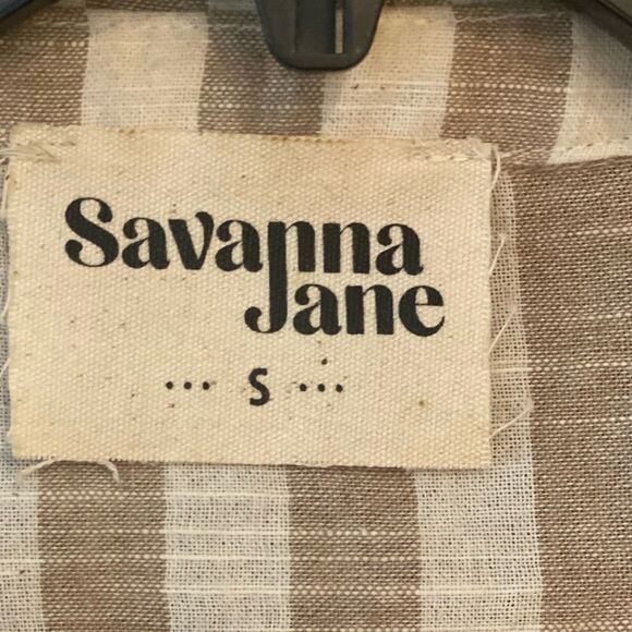 Savanna Jane Sz S Beige Red Tassle Tie Striped Embroidered Boho Blouse - Picture 6 of 8